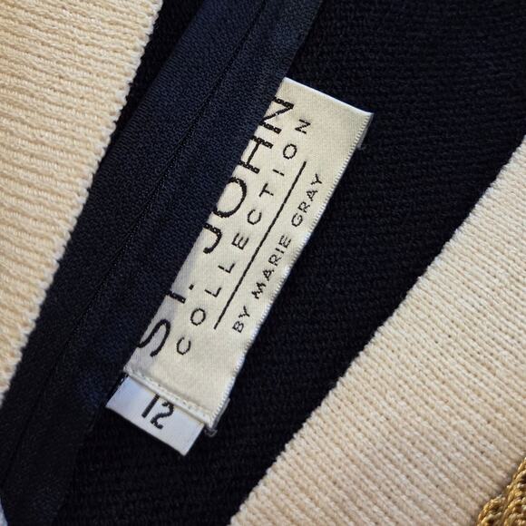 St John Marie Gray midi length dress nautical rope blue vneck long sleeves 12 - Picture 6 of 10